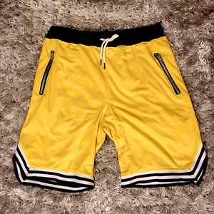 New Retro Vintage Basketball Shorts Yellow - Goku